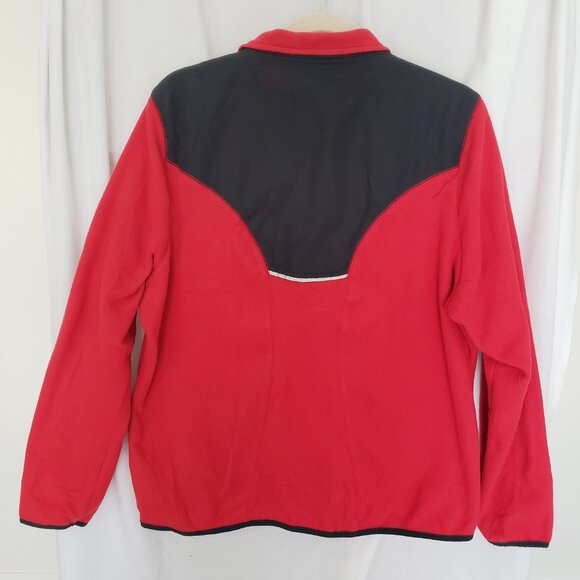 Woman Emily B Red with Navy Blue Full Zipper Turtle Neck with Pockets Size XL - Picture 13 of 14